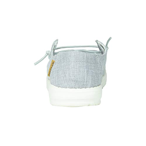 Image of HEYDUDE Girl's Wendy Youth Linen Grey Size 9 | Girl's Shoes | Girl's Lace Up Loafers | Comfortable & Light-Weight