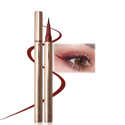 Erinde Red Liquid Eyeliner – Delineador líquido rojo mate de alta precisión, profesional, impermeable, alta pigmentación, larga duración, secado rápido, maquillaje de ojos coreano