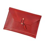 Leather File Folder Multifunctional Document Bag with Multiple Card Slot and String Closure Leather Laptop Sleeve Case Travel Document Case