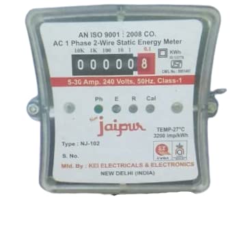 S M Enterprises Phase Meter 2 Wire Electrical Energy KWH Meter White