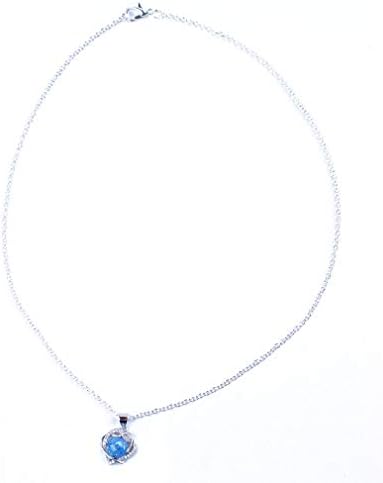 Meoliny Opal Heart Shape Pendant Necklace Cubic Zirconia Necklace Best Gift for Women Girls,Blue