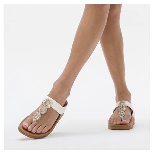 Image of FitFlop Women's Fino Crystal-Chain Leather Toe-Post Sandal