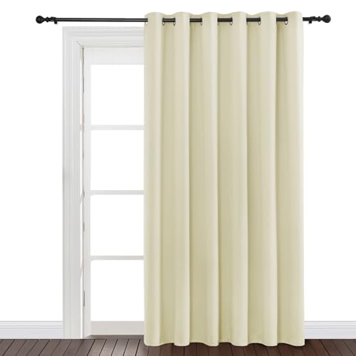 NICETOWN Outdoor Blind for Patio Waterproof, Rustproof Grommet Room Darkening Light Blocking Privacy Protect Weighted Outdoor Curtain for Pavilion/Room Divider, 1 Panel, W84 x L84, Beige Bei