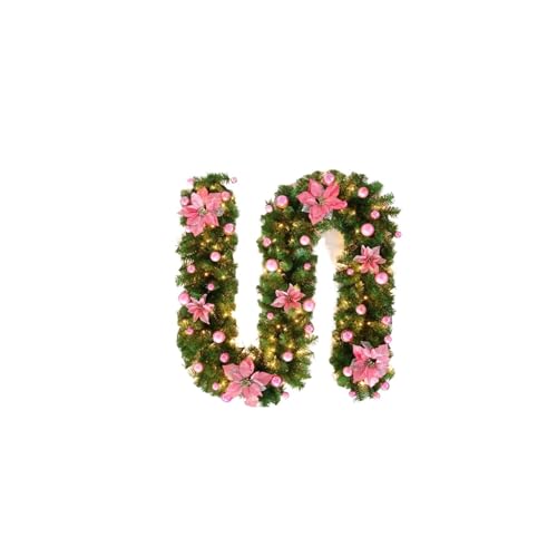 Guirlande de fleurs de Noël en couronne rotin pour sublimer votre porte et ornements extérieurs