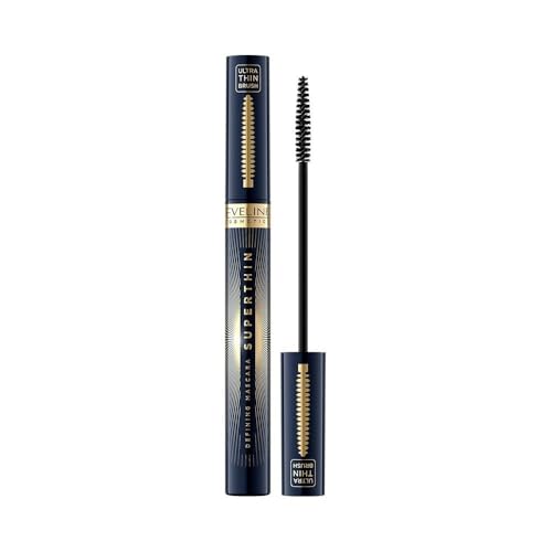 Eveline Cosmetics Superthin Defining Mascara - Revolutionäre Formel für gehobene und verlängerte Wimpern, klumpenfreie Anwendung, präzise Bürste