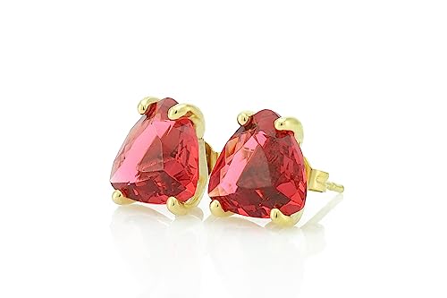 Boucles d'oreilles tourmaline rose or triangle : bijou géométrique vintage