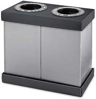 for 56 Gal. Black 2-Stream Plastic Recycle Bin Station Receptacle Trash Can