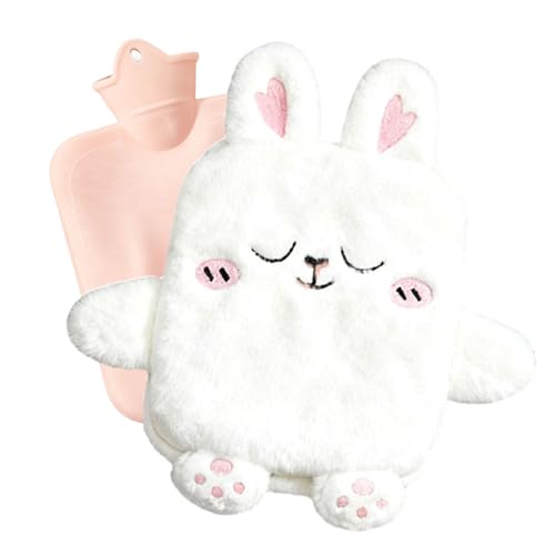 Wärmflasche, Wärmflasche mit Bezug, 1 Liter Wärmflasches mit Weichem Bezug Warmwasser, Kautschuk Bettflasche, Auslaufsicher Großer Öffnung...