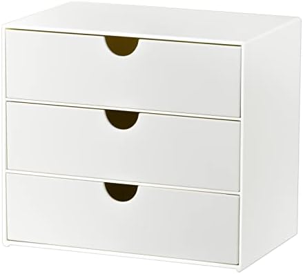 Lunmore 3-Drawer Vanity Organizer, Compact Storage Organization Drawers Set for Cosmetics, Dental Supplies, Bathroom, Dorm, Desk, Countertop, Office Mini Size