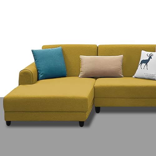 Image of Kraven LHS 4 Seater L Shape Sofa Set for Living Room (Yellow Fabric) Premium Fabric Sofa