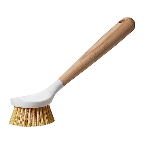 Mimoqk Cepillo de Vajilla de Mango Largo - Cepillo de Cocina de sisal,Descontaminación Fuerte depurador de Planos de Diseño de Agujero de Golpe Resistente al desgaste para el Cuenco de Barbacoa