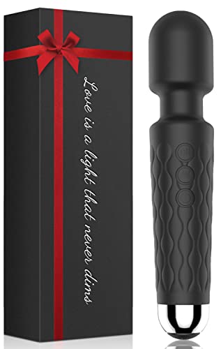 Feeke Personal Powerful Vibrate Wand Massager with 20 Magic Vibration Modes, Whisper Quiet, Waterproof, Handheld, Cordless for Neck Shoulder Back Body Massage, Sports Recovery & Muscle Aches(Black)