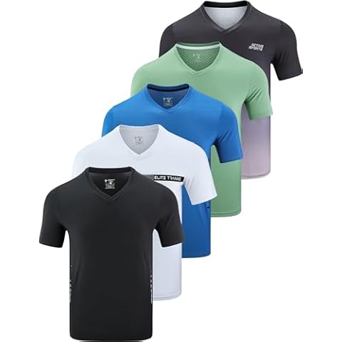 5 Pack Men's V Neck Gym T-Shirts Cover