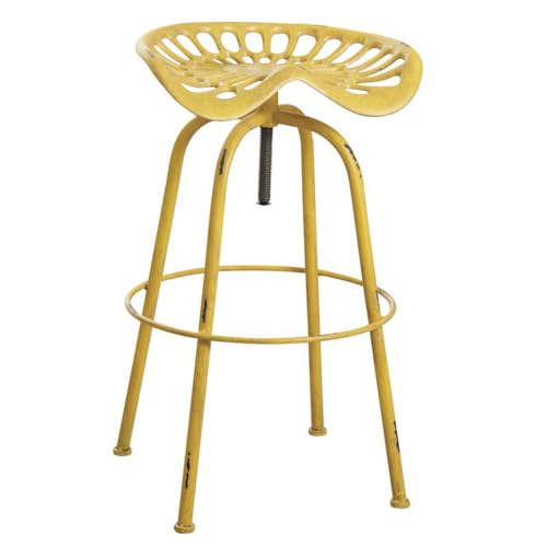 AUBRY GASPARD - Tabouret Tracteur Pivotant Jaune - Hauteur Réglable 69-84 cm - Ø 54 cm - Métal Vieilli - 8,15 kg - Livré Monté - pour Cuisine et Bar -...