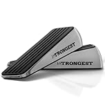 Strongest Home Wall & Door Stopper, Heavy Duty Door Stop Wedge Made of Premium Quality Zinc and Rubber Suits Any Door, Any Floor. Set of 2 Plus Bonus Self Adhesive Wall Protectors