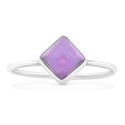 Koral Jewelry Square Amethyst Delicate Ring 925 Sterling Silver Ethnic Vintage Tribal Gipsy Boho Look (6) Cover