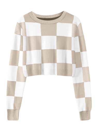 Girls Fall Winter Crop Tops 2025 Sweater Teen Fashion School Cute Long Sleeve Colorblock Kids Knit Sweaters Outfits