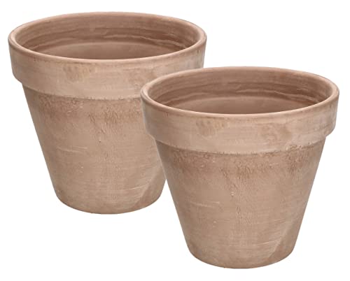 KOTARBAU® 2er Set Blumentopf aus Terrakotta Mokka ⌀ 19 cm Übertopf mit Rand für Innenräume und Gärten