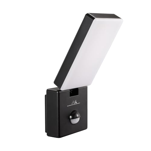 Maclean MCE516 LED Wandleuchte mit PIR Bewegungsmelder, Wandbeleuchtung Innen & Außen, Wandlampe, 10W, IP65 - Wasserfest, 800lm, 4000K Neutralweiß, Erfassungsbereich: max. 9m (Schwarz)