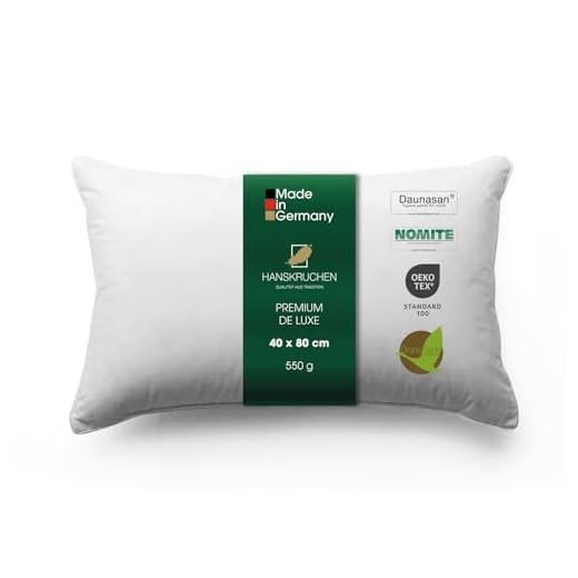 HANSKRUCHEN 975.22.002 Premium de Luxe Daunenkissen Dreikammerkissen 40x80cm