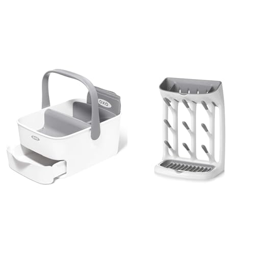 Image of OXO Tot Diaper Caddy with Changing Mat & Plastic Tot Space Saving Drying Rack For Kitchen