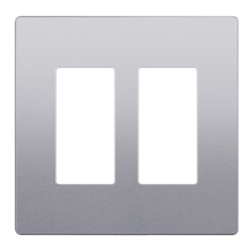Image of LIDER Decorator Switch Cover, Screwless Wall Plate, Mid-Size 2-Gang 4.88 inch x 4.92 inch, LSWP-32M-SV, UL Listed, Thermoplastic, Matte Silver, 1-Pack