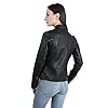 YYNUDA Leather Jacket Women PU Biker Moto Jacket Zip Up Classic Short Bomber Jacket Standing Collar Motorcycle Coat Black XS #4