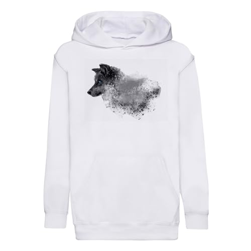 Sweat à capuche enfant loup premium aux finitions artistiques soignées