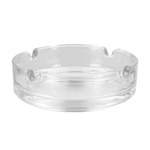 HomeBasics Glass Ashtray – Indoor and Outdoor Use – Classic Round Glass for Cigarettes, Cigars, Burning Incense