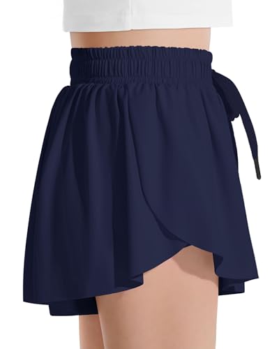 Image of Witwot Butterfly Shorts Girls, 2-in-1 Teen /Kids Girl Flowy Athletic Skort