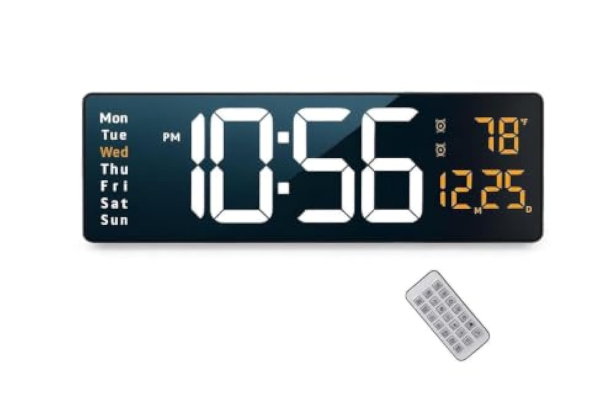 Digital Wall Clock with Remote Control, Large LED Display