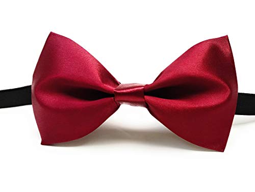 Image of JAGMOOLYA Products The Perfect Classic Satin Pre-Tied Bow Tie Formal Solid Tuxedo Bowtie Adjustable Length Many Colors and Styles Bow for Adults and Children