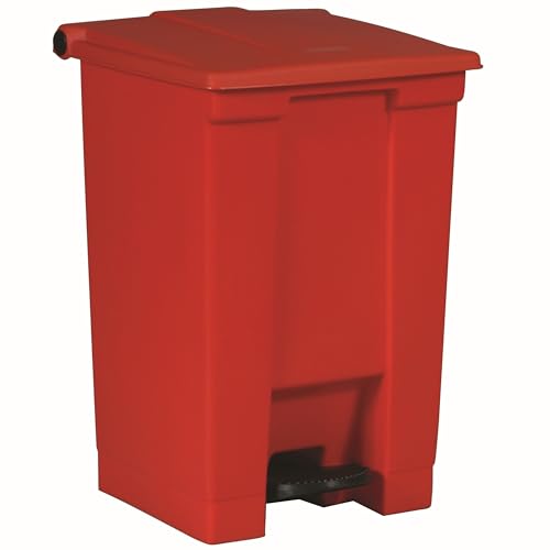 Rubbermaid Commercial Products Legacy Step-On Trash Can/Container, 12-Gallon, Red, Hands-Free Sanitary Use Garbage Can for Medical Waste in Hospitals/Lab/Emergency/Patient Rooms