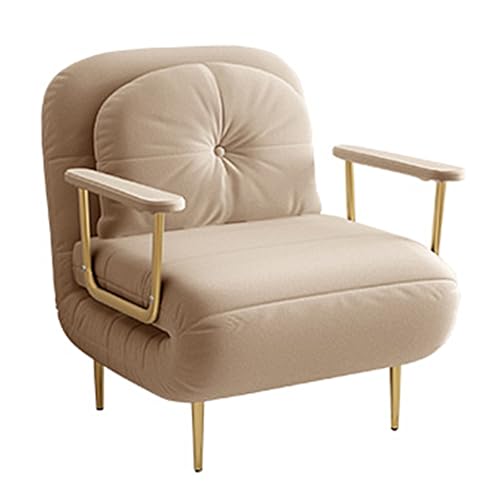 Sofá cama individual con colchón, respaldo ajustable (6 posiciones), sillón reclinable para sala de estar y dormitorio, Bei, 190 x 68 x 30 cm, ahorro de espacio