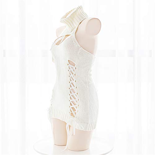 Image of Women's Backless Hollow Out Anime Cosplay Sexy Off The Shoulder Sweater Turtleneck Knitted Tank Top