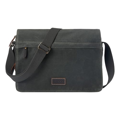 Sac bandoulière classique en toile cirée robuste Troop London TRP0241 vert foncé