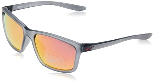 Image of Nike VALIANT M FJ1998 021 Matte Dark Grey/Red Mirror Sunglasses Unisex Iniettato, Square, 60