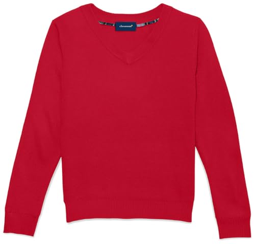Image of Classroom Men's Plus-Size Adult Unisex Long Sleeve V-Neck Sweater, Red, XX-Large