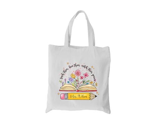 Bolso tote personalizado para profesores, diseño 'Enséñales, ámalo, obsérvalos crecer', regalo ecológico para educadores, ideal para cumpleaños, Navidad y uso diario miniatura 2