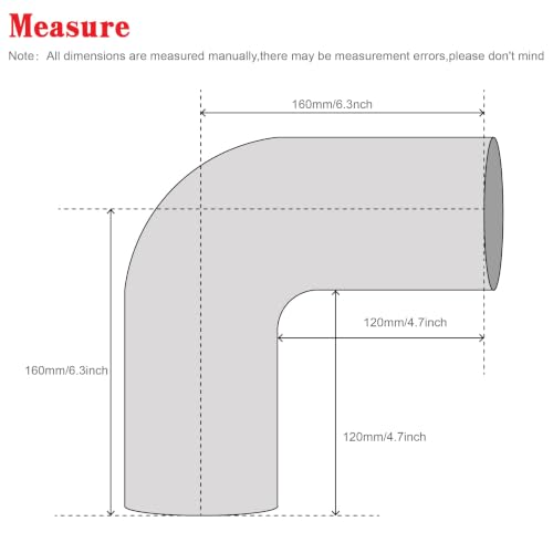 Image of 90 Degree Elbow Coupler Silicone Hose 4-Ply 2-inch(51mm) for Turbo /Intercooler /Intake Piping,Length 120mm Thickness 5mm with T-Bolt Clamp