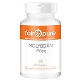 Fair & Pure Molybdän 150mcg, 120 Tabletten, schluckfreundlich, aus Natriummolybdat, Nahrungsergänzungsmittel vegan ohne Magnesiumstearat, in Deutschland hergestellt