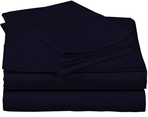 RRlinen 800-Thread-Count 100% Cotton Sheet Pure Navy Blue