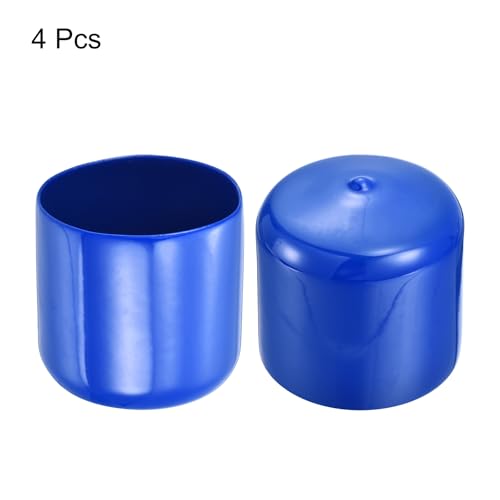 Image of uxcell 4pcs Rubber End Caps 50mm(2 inch) ID Vinyl Round Tube Bolt Cap Cover Screw Thread Protectors Blue, 40mm Height