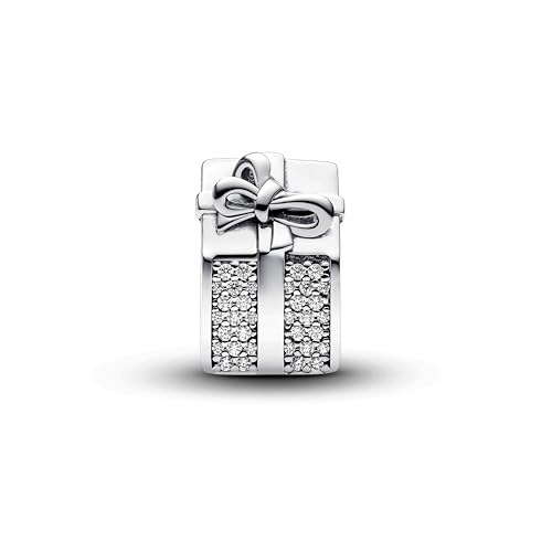 PANDORA Moments 793603C01 - Caja de regalo de plata de ley con circonitas, Rot, Plata de ley, Circonita cúbica