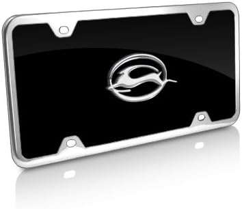 Au-Tomotive Gold, INC. Chevrolet Impala Black Acrylic License Plate with Chrome Frame Kit