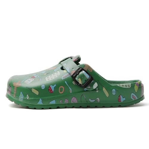 Image of Eliogn Women's Garden Clogs with Print, Waterproof Slip Resistant Work Clogs, Lightweight EVA Slip-On Mules, Cushioned Comfortable Shoes for Nurse, Chef, Kitchen, Beach