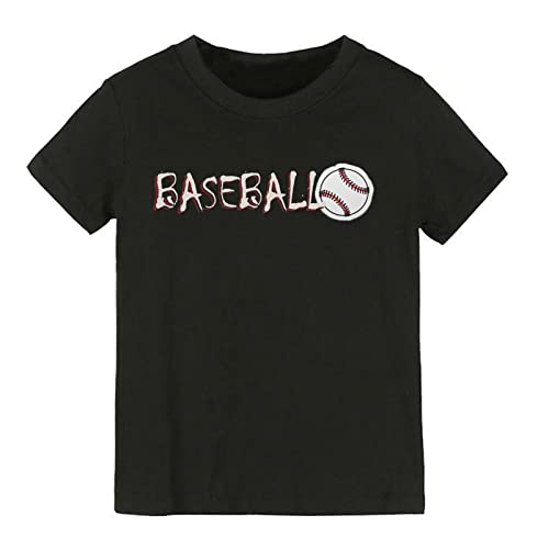 Short Sleeve Sweatshirts for Kids Boys Girls Crewneck Solid Color Baseball Printed Shirts Baby Stylish Athletic Tops