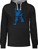 Shirtracer Eishockey Trikot Ersatz - Eishockeyspieler blau - XXL - Schwarz/Grau meliert - Hockey Hoodie - JH003 - Hoodie zweifarbig und Kapuzenpullover für Herren und Damen