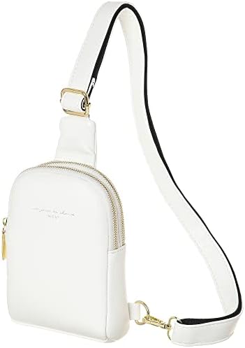 INICAT Small Crossbody Sling Bags for Women Vegan Leather Cell Phone Purse Fanny Packs for Women Men Teen Girls(White)