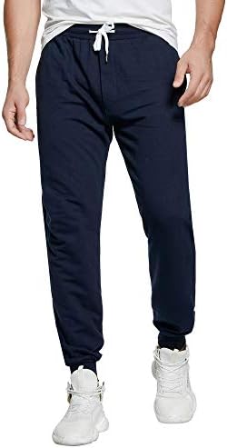 czzstance Men's Joggers Sweatpants Cotton Casual Pants with Pockets Drawstring Gym Workout Athletic Training Pants Navy Medium